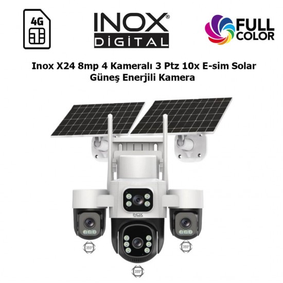 Inox X24 8mp 4 Kameralı 3 Ptz 10x E-sim Solar Güneş Enerjili Kamera inox-x24-8mp-4-kamerali-3-ptz-10x-esim-solar-gunes-enerjili-kamera